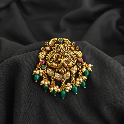 92.5 Silver With Gold Polish Peacock Desgin pendant -RCV358