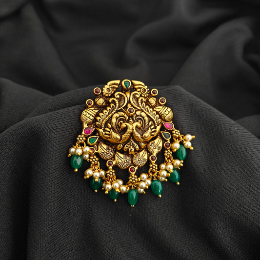 92.5 Silver With Gold Polish Peacock Desgin pendant -RCV358
