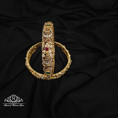 92.5 SILVERLAKSHMI DEVI WITH  PEACOCK DESGIN BANGLES-RCHD105