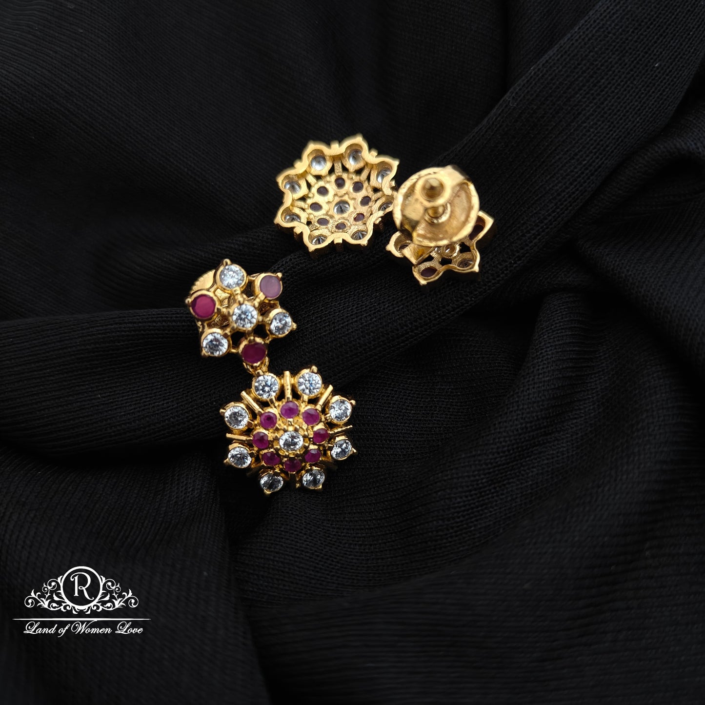 92.5 Silver with gold polish Earrings-RCH1305