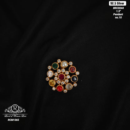 92.5 silver simple and Cute navaratna pendent -RCM1365