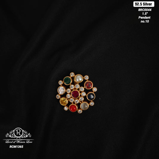 92.5 silver simple and Cute navaratna pendent -RCM1365