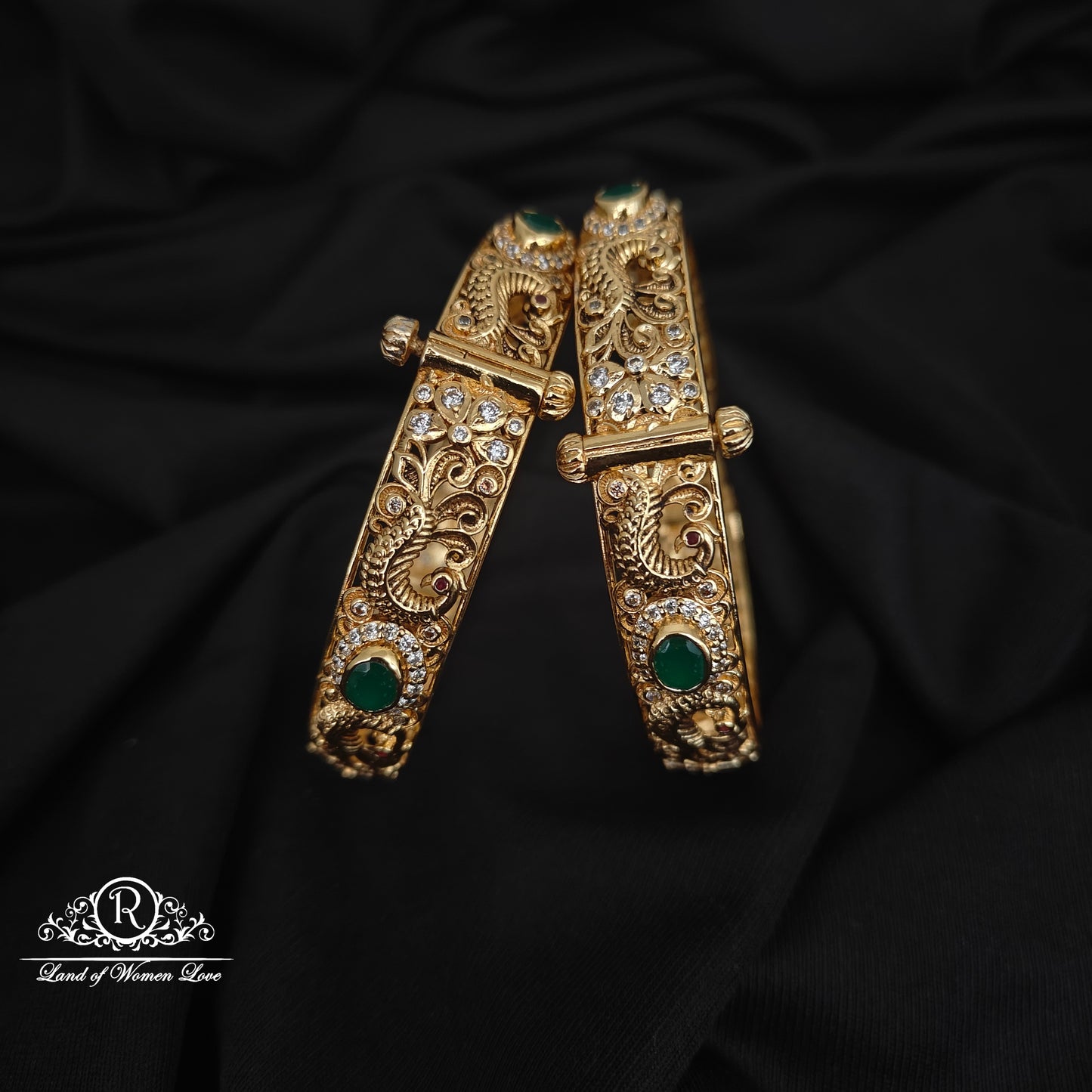 92.5 SILVER PEACOCK DESGIN BANGLES-RCHD106