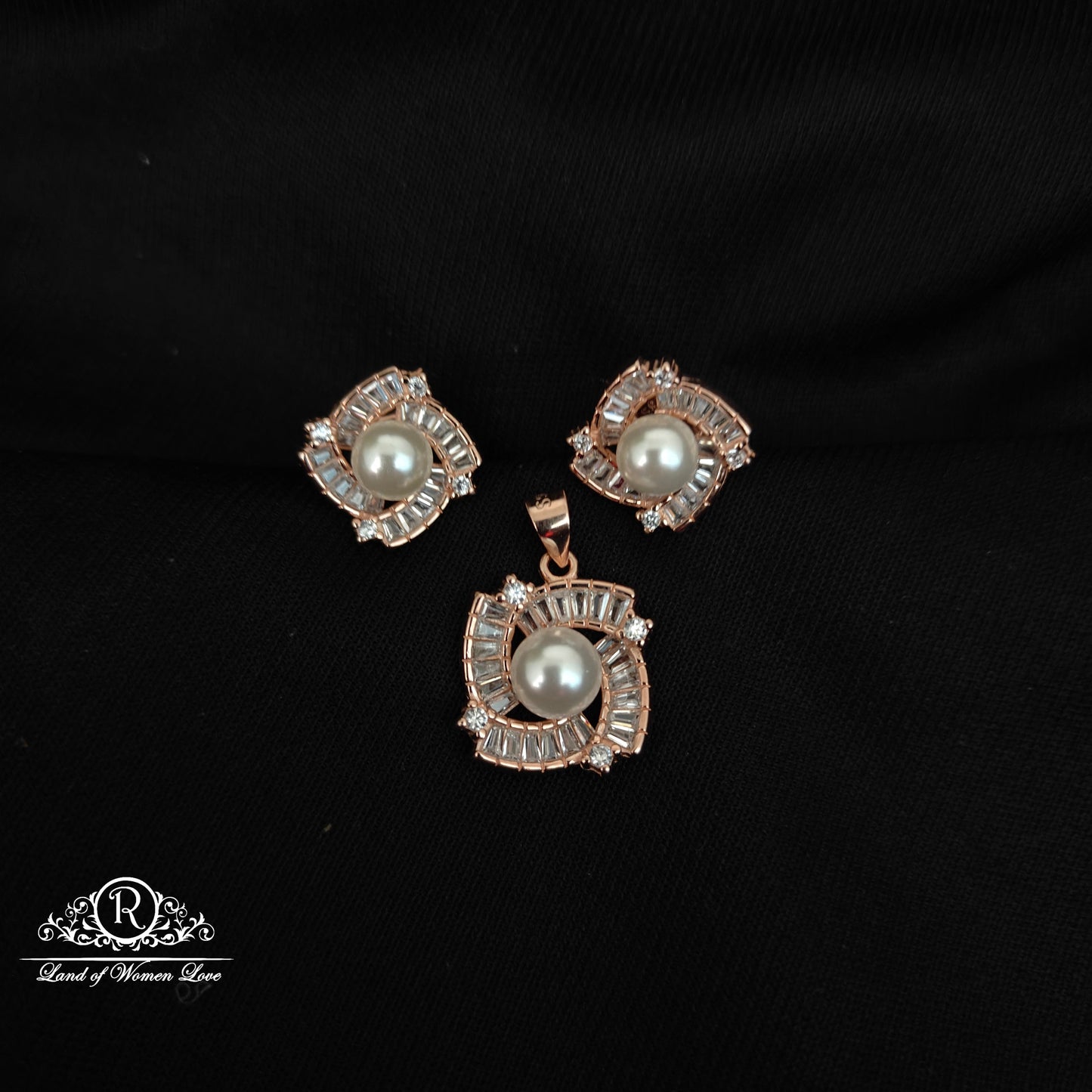 92.5 SILVER ROSE GOLD EARRINGS-RCG307
