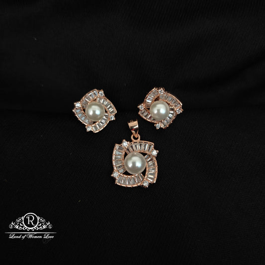 92.5 SILVER ROSE GOLD EARRINGS-RCG307