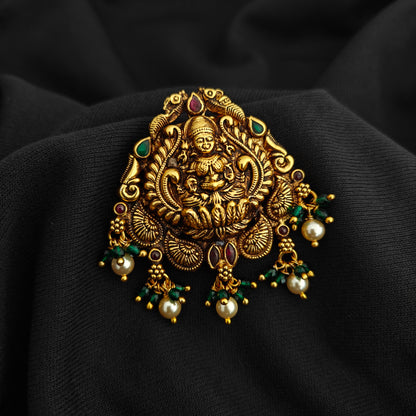 92.5 Silver With Gold Polish Lakshmi Devi Desgin pendant -RCV357