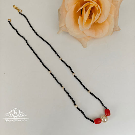 92.5 Silver Black beads chain-RCH1210