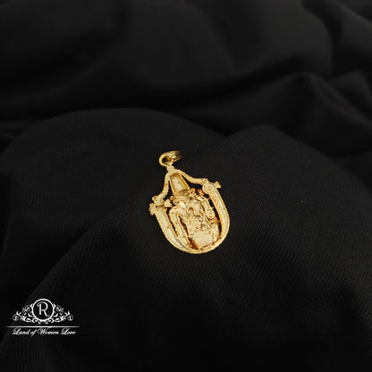 92.5 Silver venkateswar design with gold polish locket-RCR268