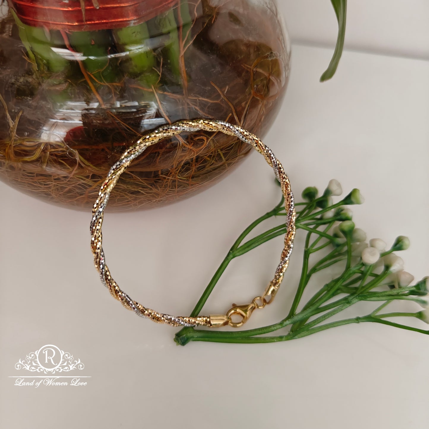 92.5 SILVER TWO TONE BRACELET -RCG344