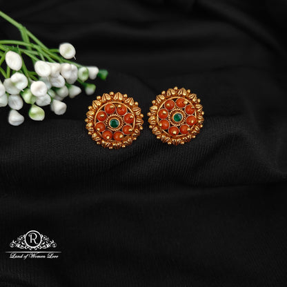 92.5 SILVER CORAL ROUND STUDS-RCJR1075