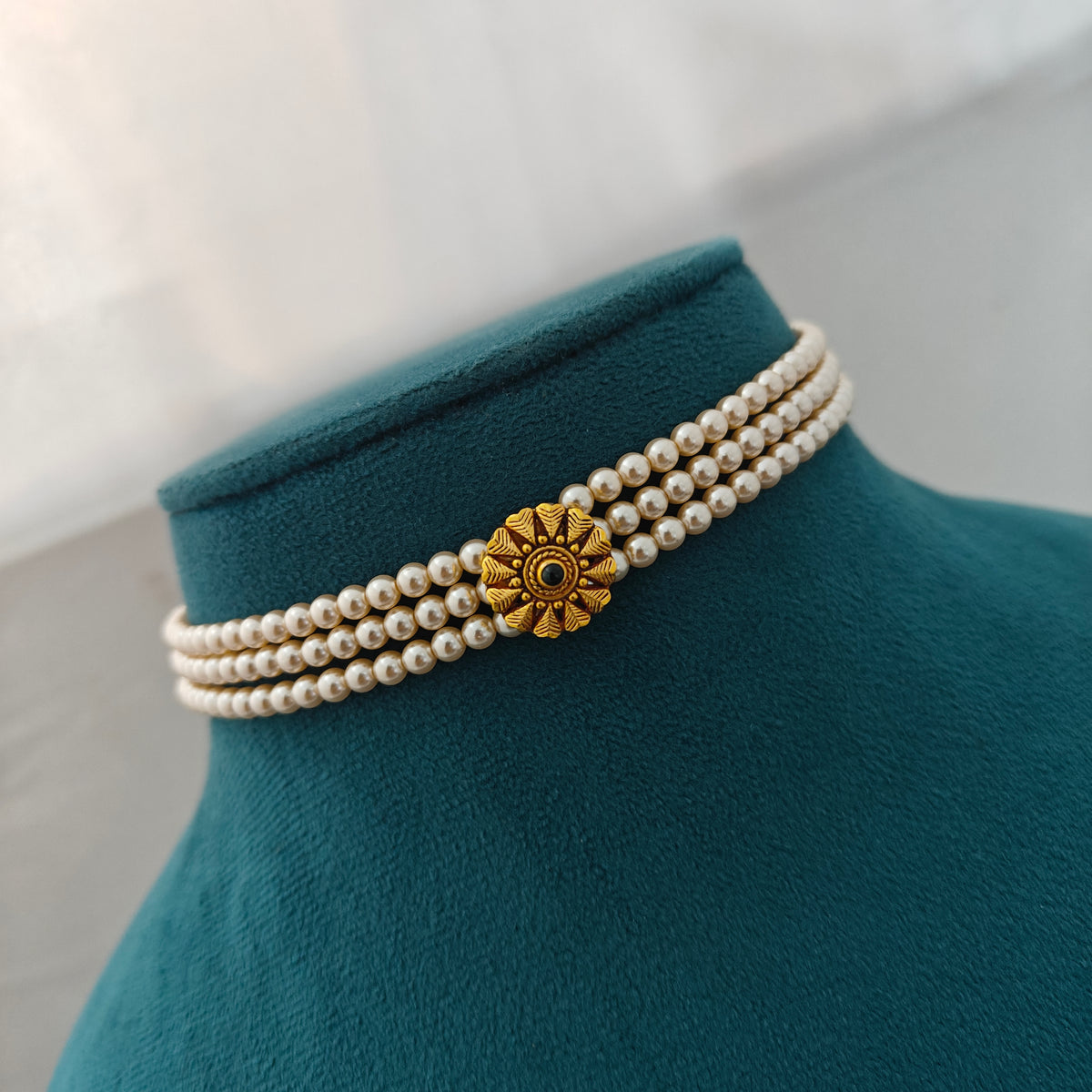 92.5 silver pearls chocker-RCH1386