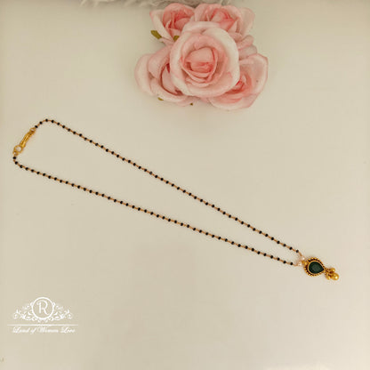 92.5 Silver black beads chain -RCH1182