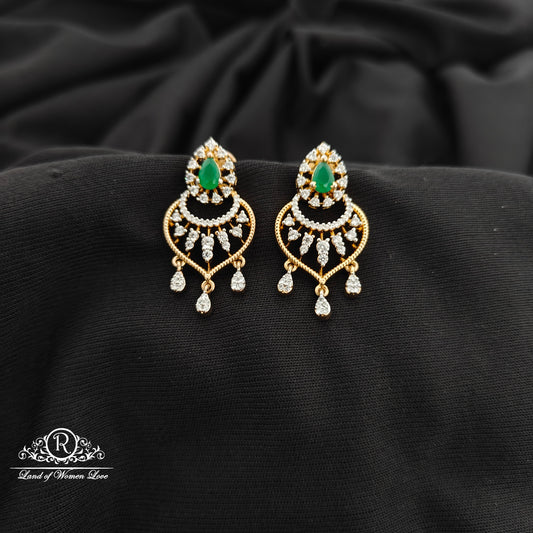 92.5 silver diamond finishing chandbali earrings-RCR205
