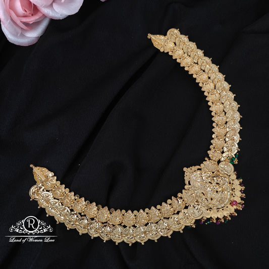92.5 silver Lakshmi Devi design kasu necklace-RCBH057
