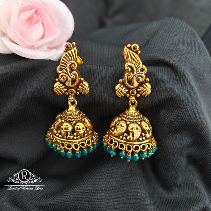 92.5 Silver jumkas with mango design and hanging-RCM1607