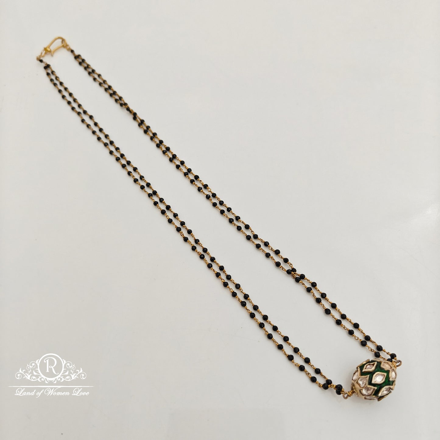 92.5 Silver with gold polish Black beads-RCH1292