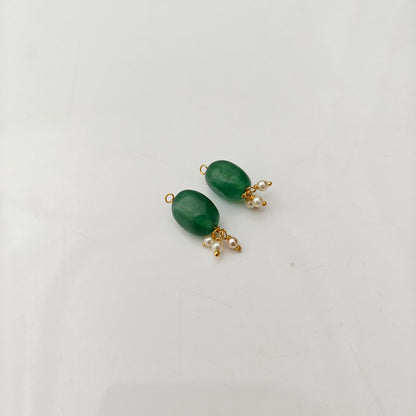 92.5 Silver with gold polish emerald green beads hanging earrings -RCH1367