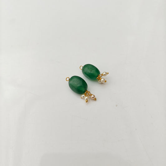 92.5 Silver with gold polish emerald green beads hanging earrings -RCH1367