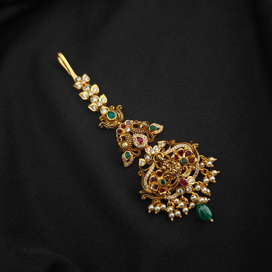92.5 silver pachi work Lakshmi Devi design tikka -RCMB062