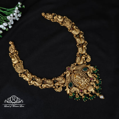 92.5 silver simple and Cute nakshi necklace with Lakshmi Devi Design -RCJR1008