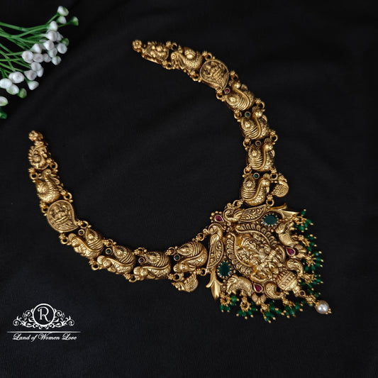 92.5 silver simple and Cute nakshi necklace with Lakshmi Devi Design -RCJR1008