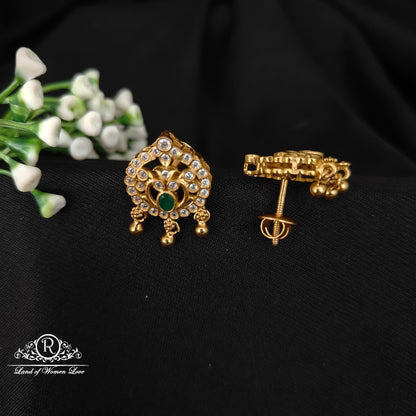 92.5 silver earrings with green stone-RCM398