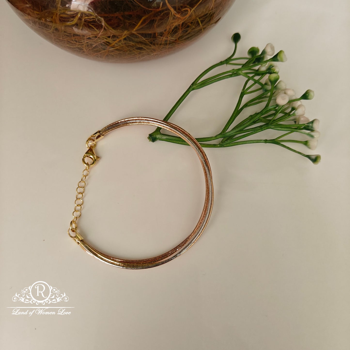 92.5 SILVER THREE TONE BRACELET -RCG347