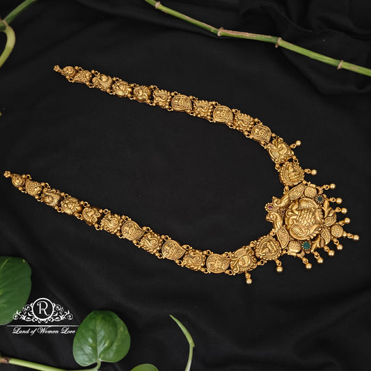 92.5 silver simple and Cute Lakshmi Devi and peacock design nakshi haram -RCJR1024