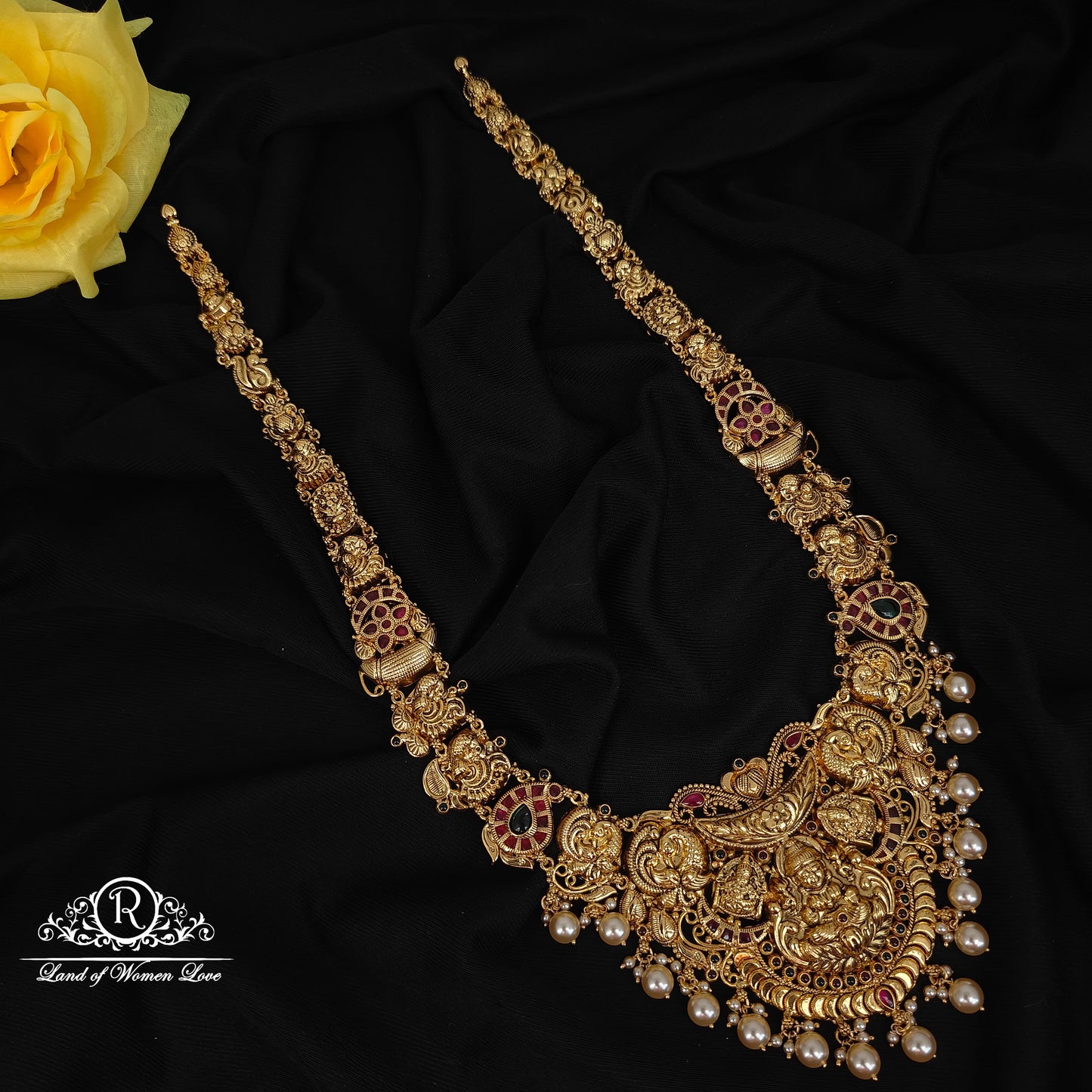 92.5 SILVER LAKSHMI DEVI KUNDAN HARAM-RCMB005