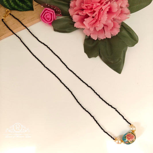 92.5-SILVER BLACK BEADS CHAIN-RCH1138