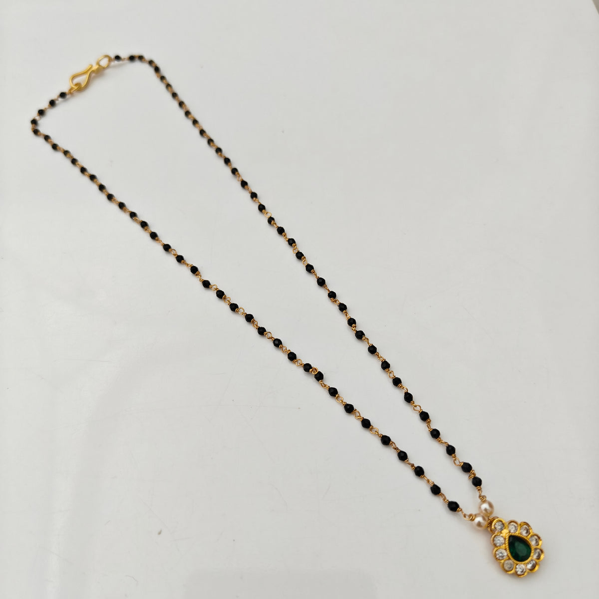 92.5 silver Black Beads with locket -RCH1365