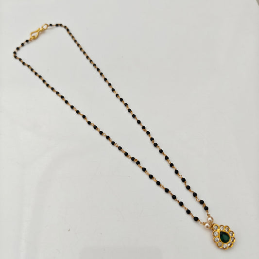 92.5 silver Black Beads with locket -RCH1365