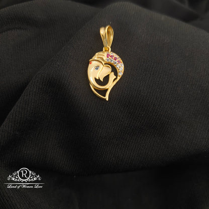 92.5 Silver Ganesh design with gold polish locket-RCR262