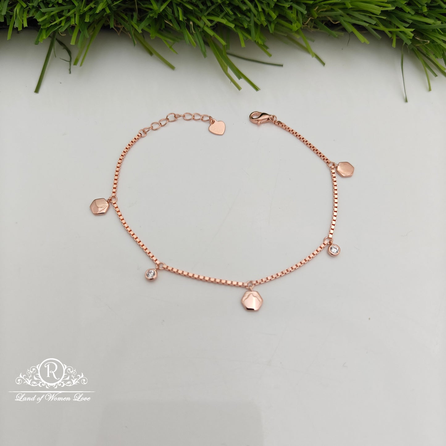 92.5 Silver Rose Gold Polish  Bracelet-RCSS015