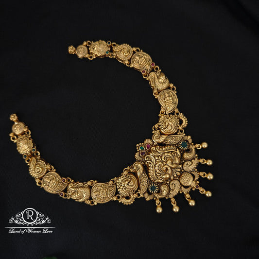 92.5 silver simple and Cute peacock design nakshi necklace -RCJR1025