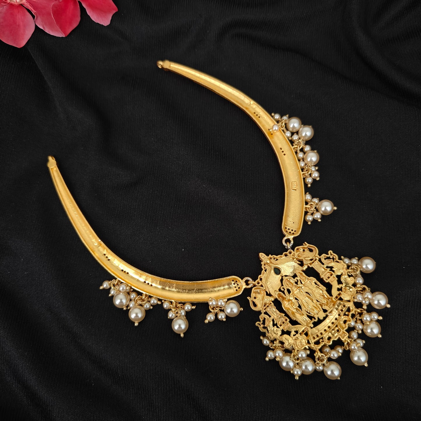 92.5 silver Ram parivar kante with pearls hangings-RCJR1152