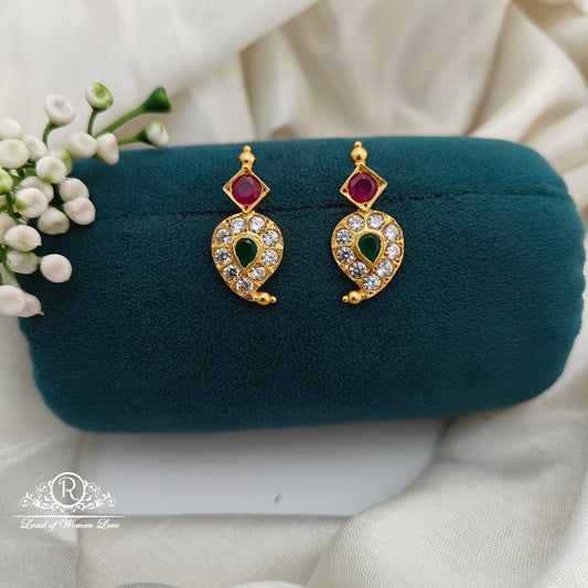 92.5 Silver Gold Polish Mango  Earrings-RCR036