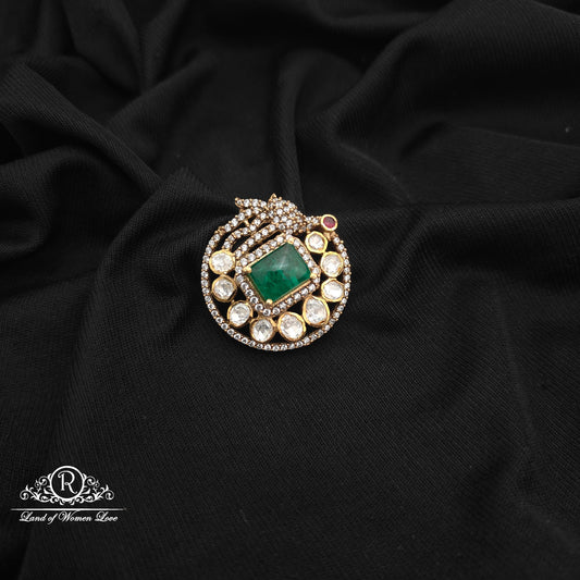 92.5 silver mossinate side locket with peacock design -RCMJ301