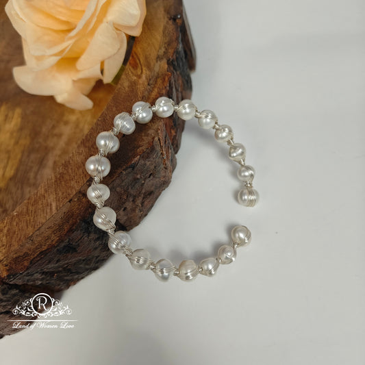 Sterling silver pearl bracelet-RCMR49