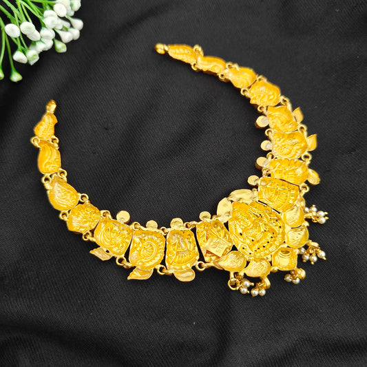 92.5 Silver Necklace with peacock and lakshmi devi design  -RCM1642