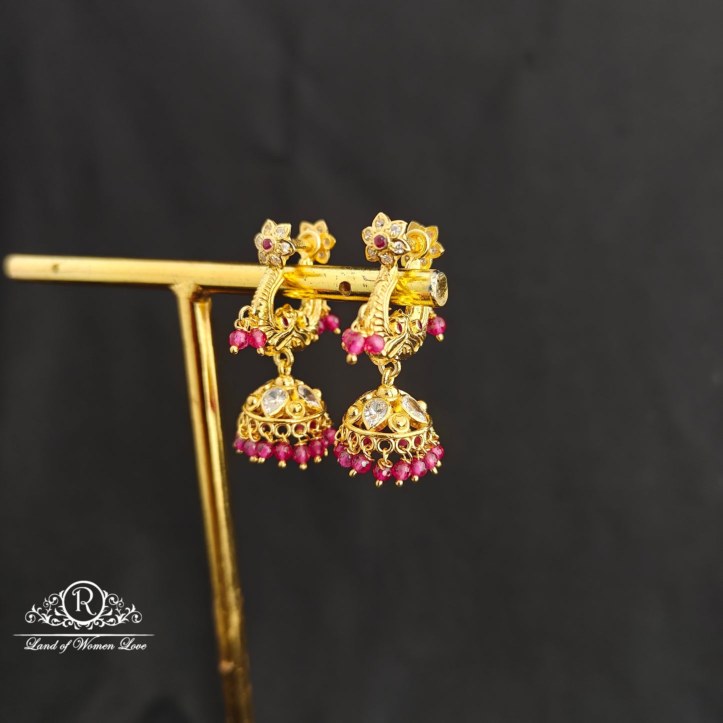 92.5 Silver Makara kundan Earrings -RCBH072
