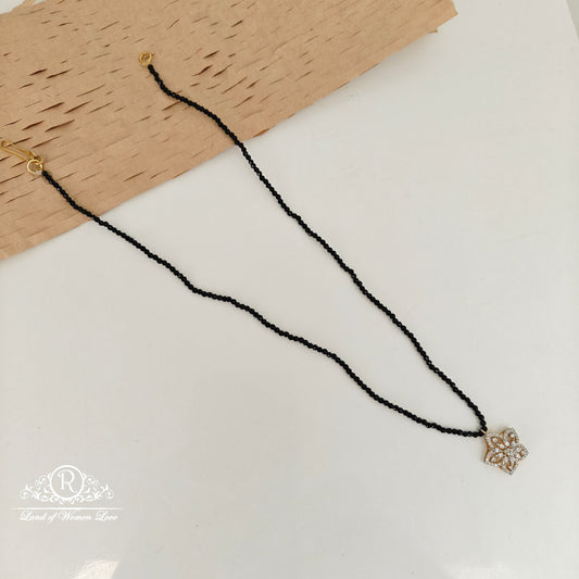 92.5 SILVER BLACK BEADS WITH LOCKET-RCH1131