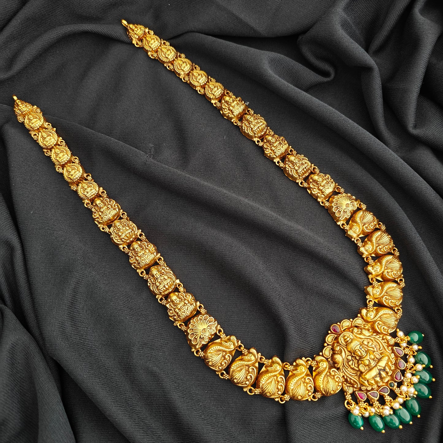 92.5 Silver  lakshmi devi Haram design-RCV327
