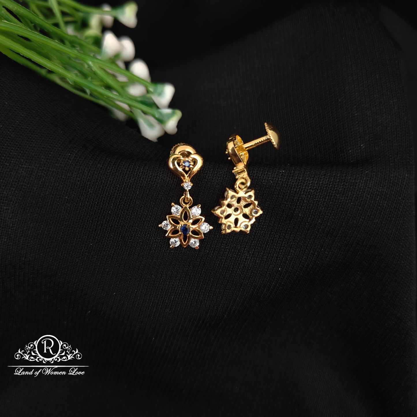 92.5 SILVER STONE EARRINGS-RCHD084