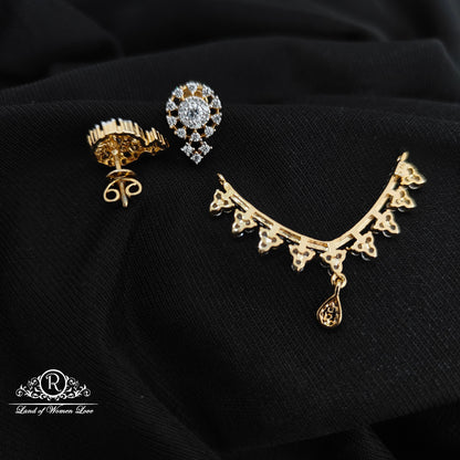 92.5 Silver diamond finishing locket with earrings -RCSB037