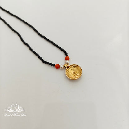 92.5 Silver with gold polish black beads RCH1288