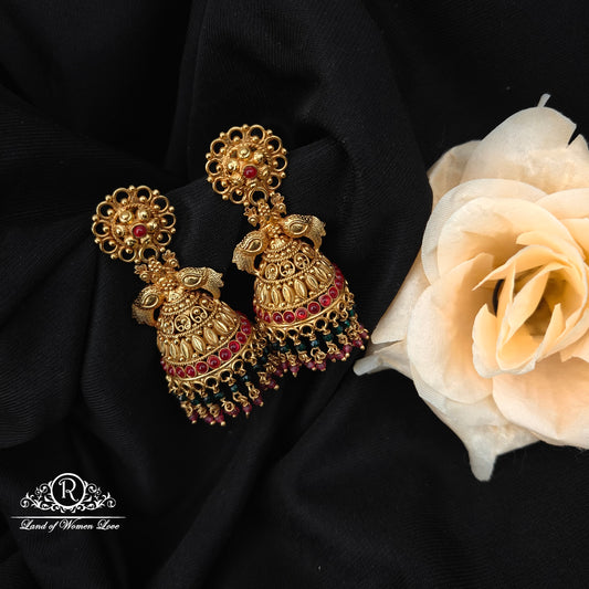 92.5 Silver flower desgin jumkas-RCH1214