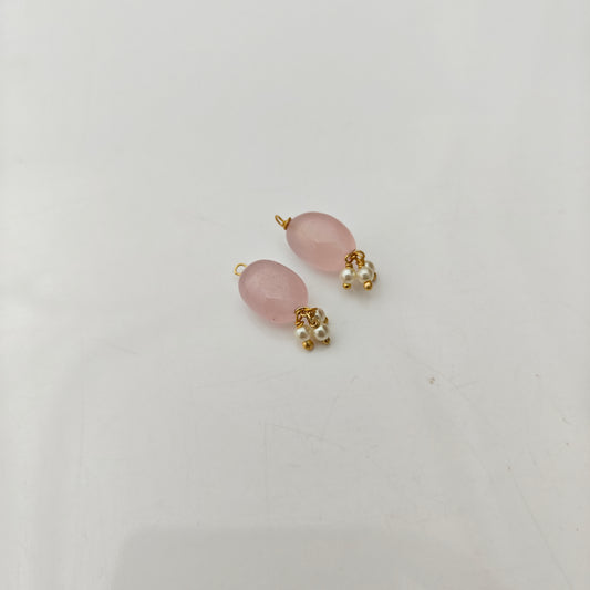 92.5 Silver with gold polish pink beads hanging-RCH1367-1