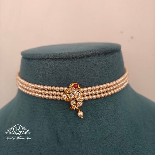92.5 Silver peacock pearl chocker-RCH1223