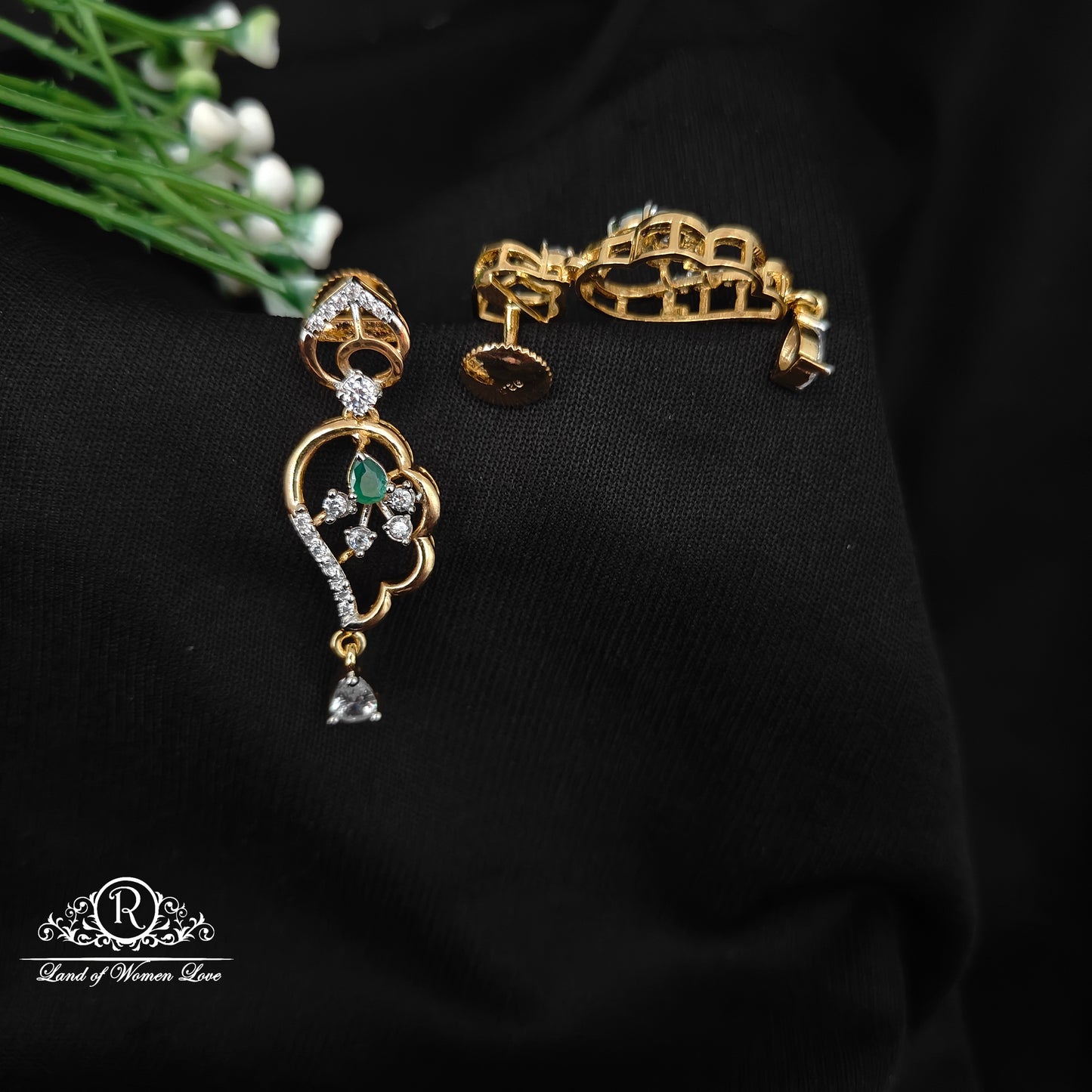 92.5 SILVER STONE EARRINGS-RCHD066